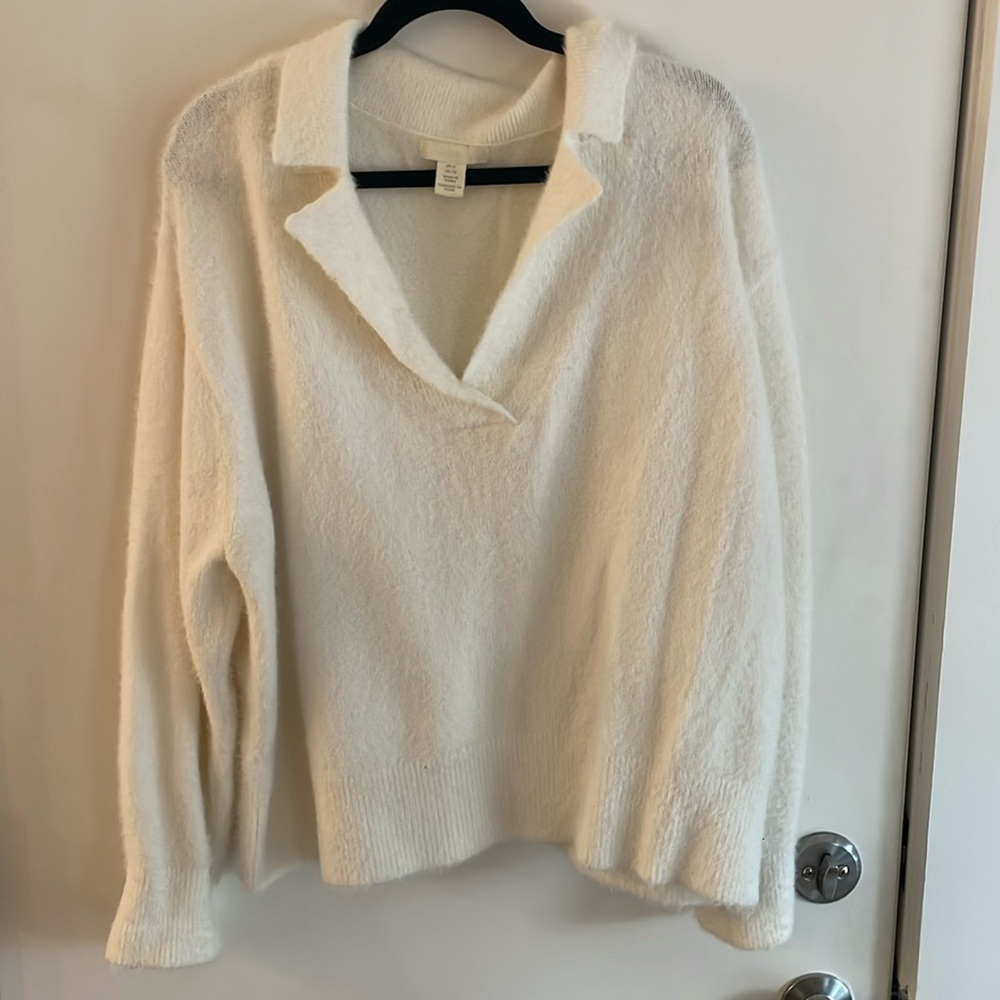 White fuzzy sweater